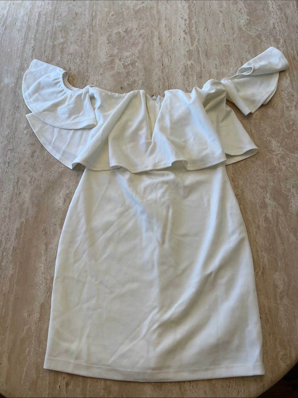 Forever 21 White One-Shoulder Ruffle Bodycon Dress